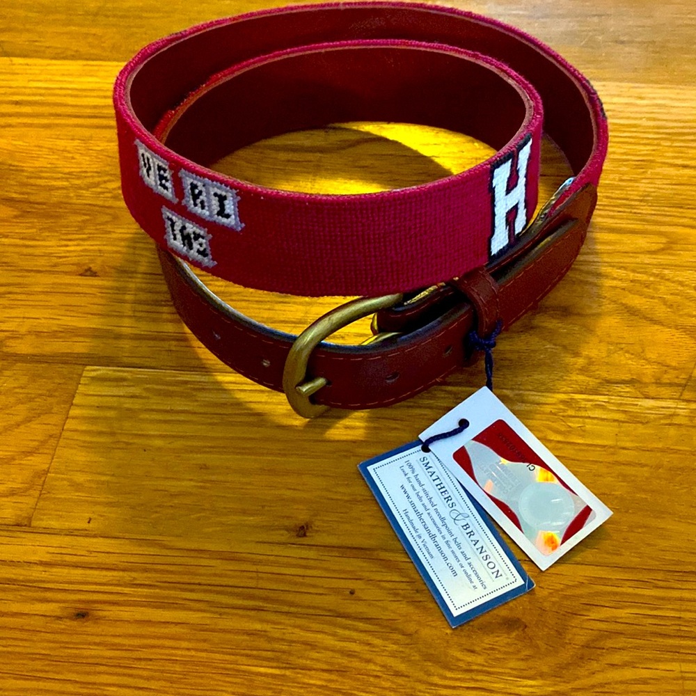 Smathers & Branson Harvard needlepoint belt